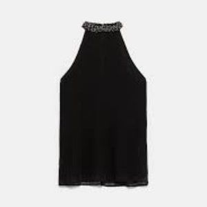Zara Beaded Collar Top